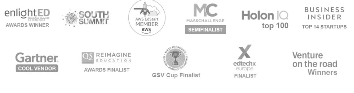 Logos of award-winning organizations highlighting innovation and recognition in education technology.