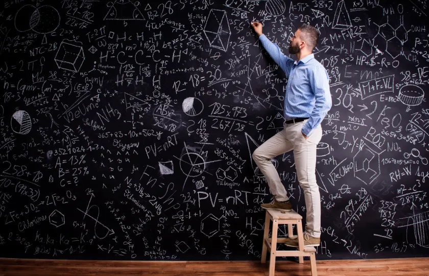 How to make STEM content accessible using MathType - Man writing on big blackboard