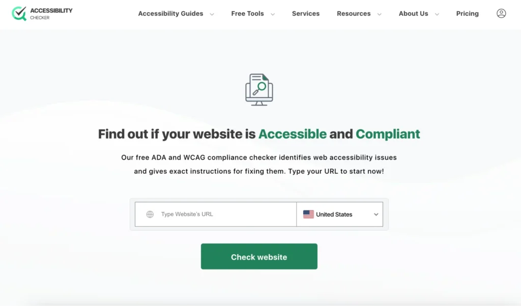 Page d’accueil de AccessibilityChecker.org.