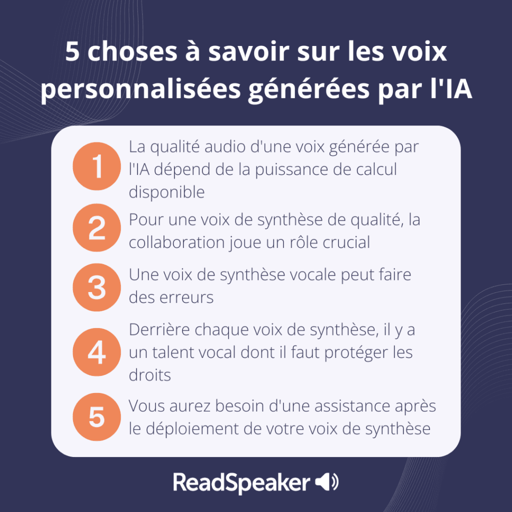 5 choses à savoir sur les voix personnalisées générées par l'IA.