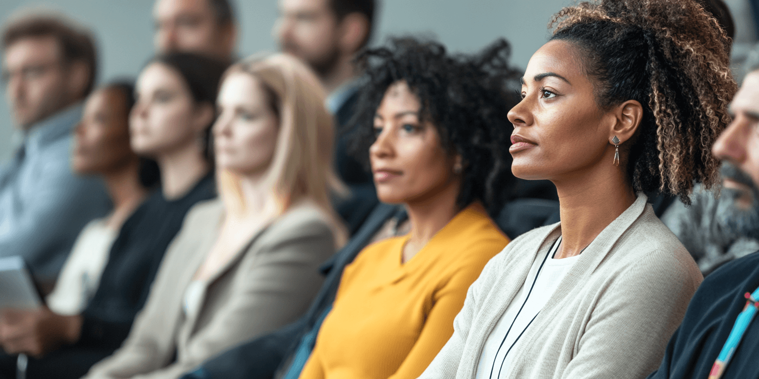 People are listening to a training.