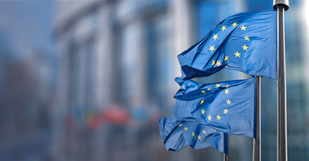 Three European flags.