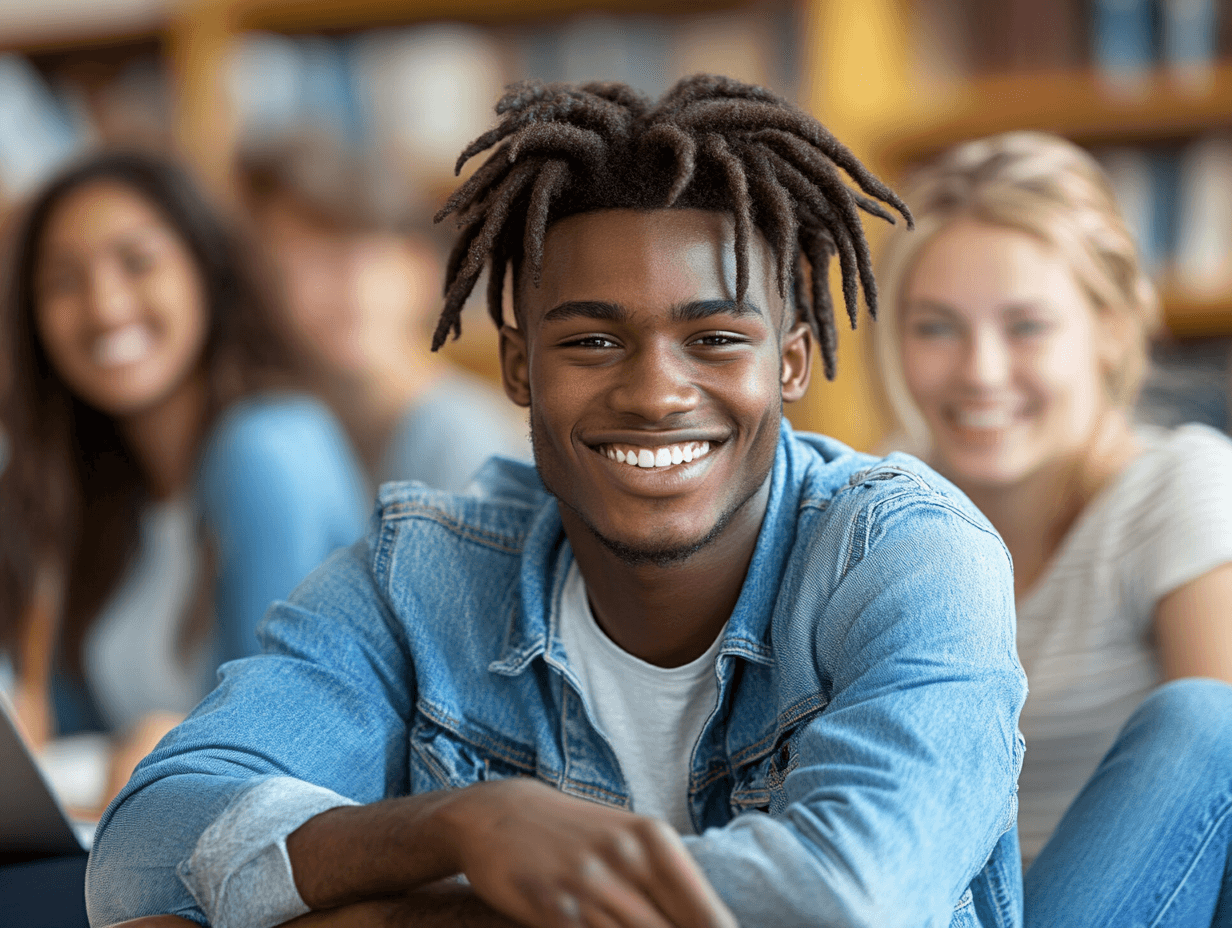 A young man smiles.