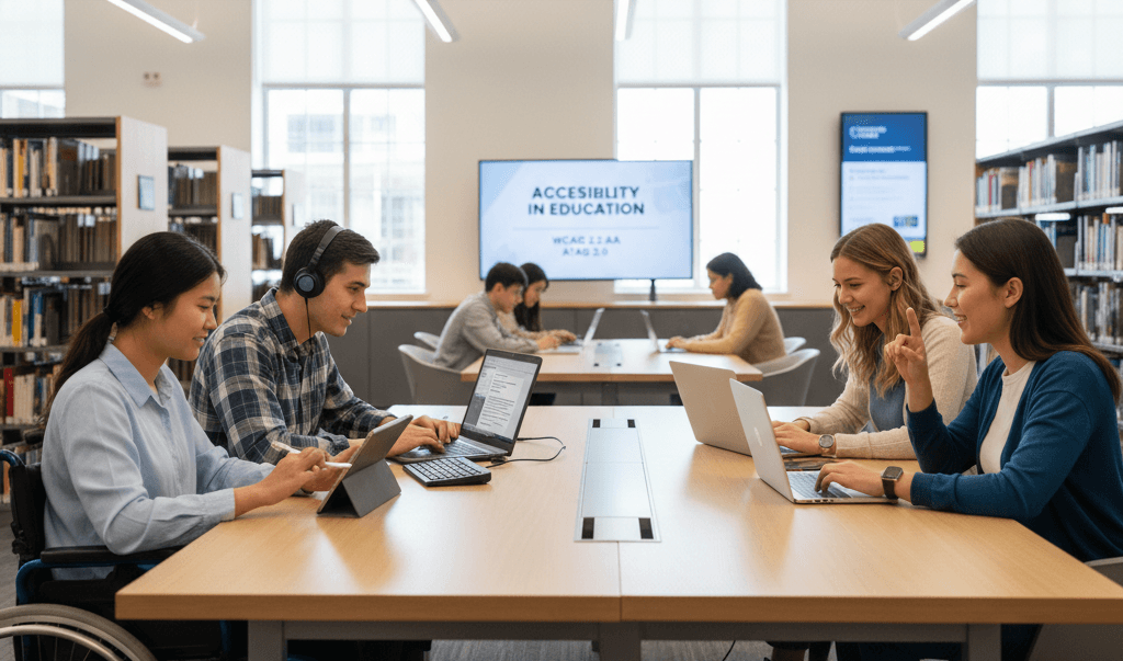 4 students in a library.