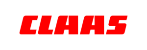 CLAAS-Schriftzug in fetten roten Großbuchstaben