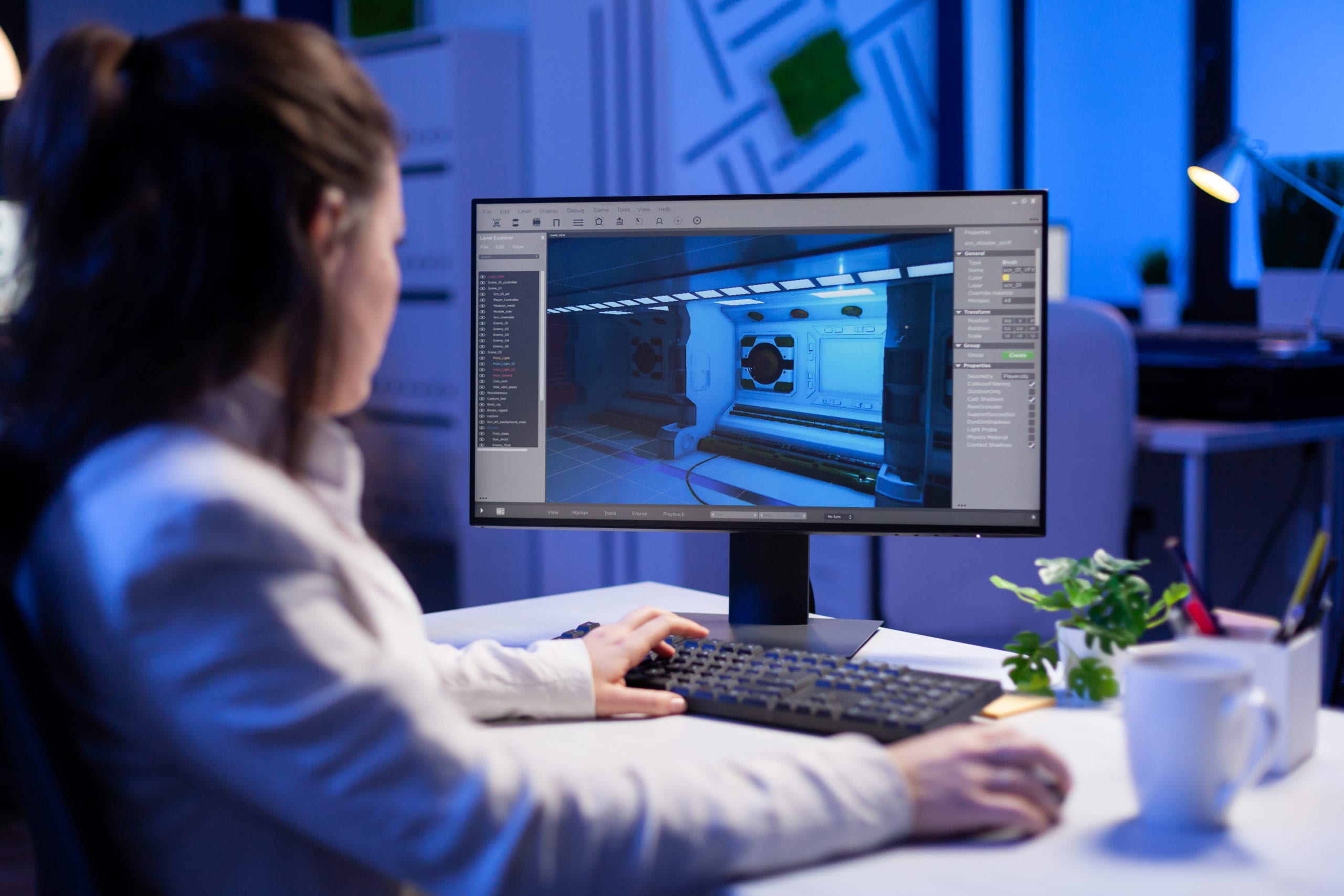 image of game developer working on project