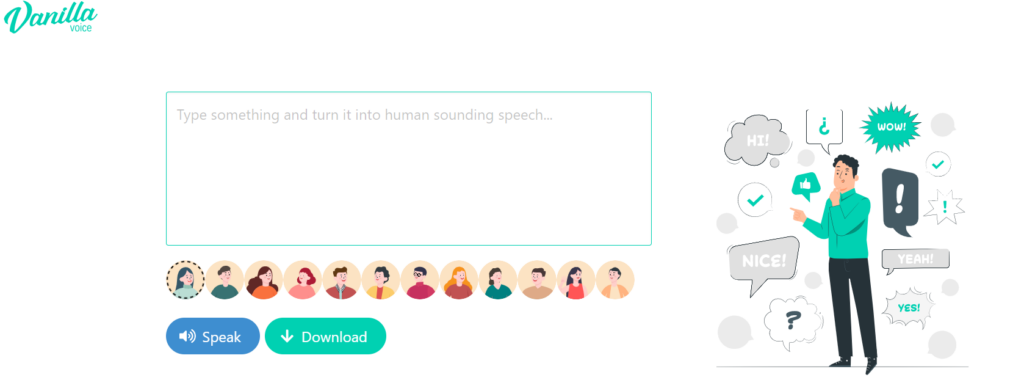Vanilla Voice human-sounding text to speech