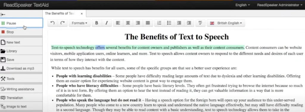 Tools for special education teachers: ReadSpeaker TextAid