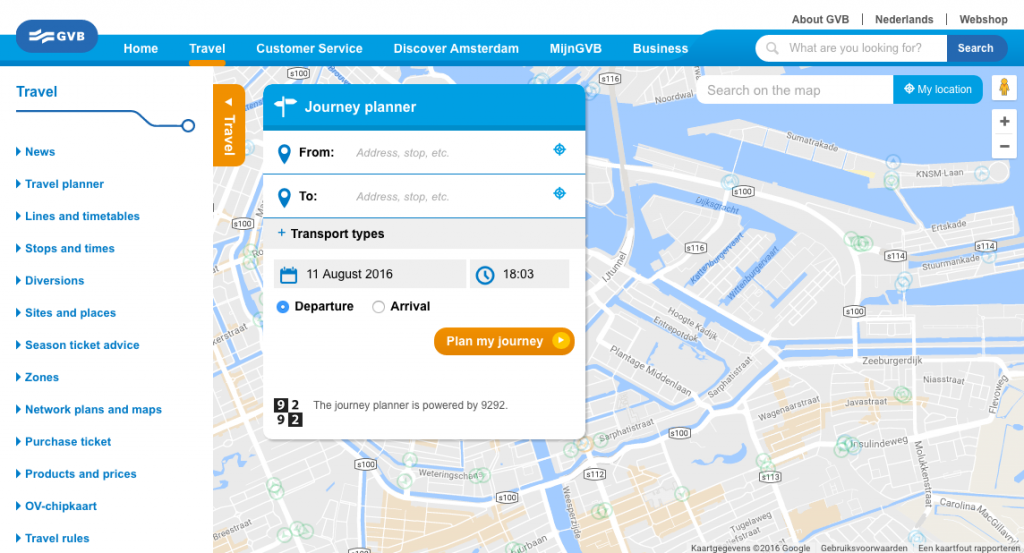 Screenshot of Amsterdam Public Transport
