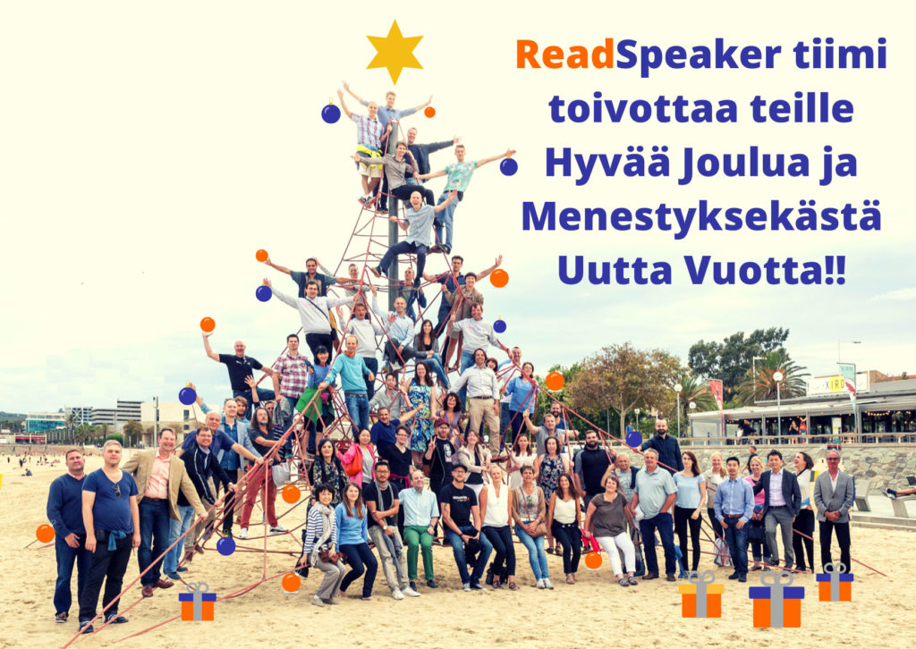 ReadSpeaker tiimi toivottaa teille Hyvää Joulua ja Menestyksekästä Uutta Vuotta!