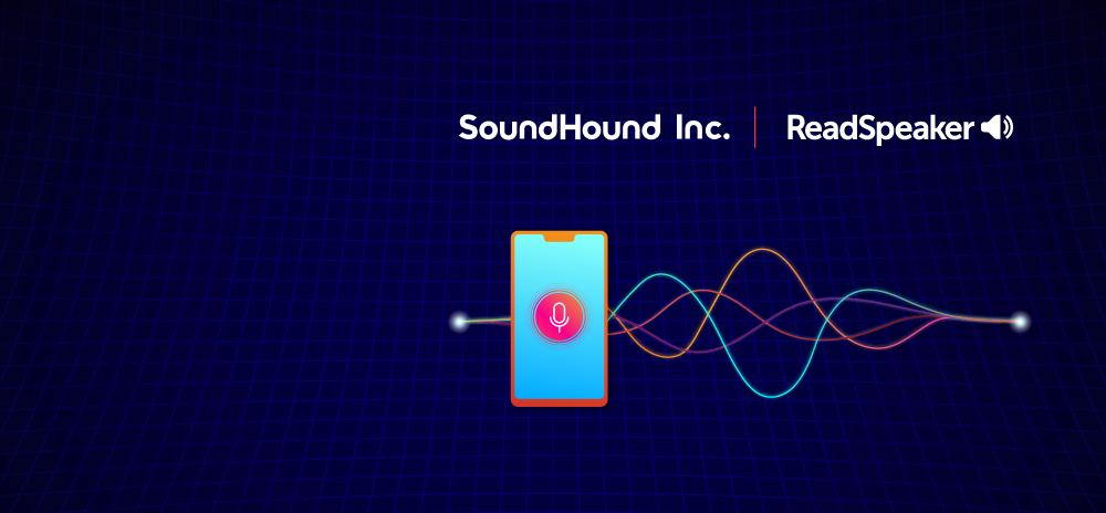 Sounhound and ReadSpeaker logo above image of smartphone and sound waves