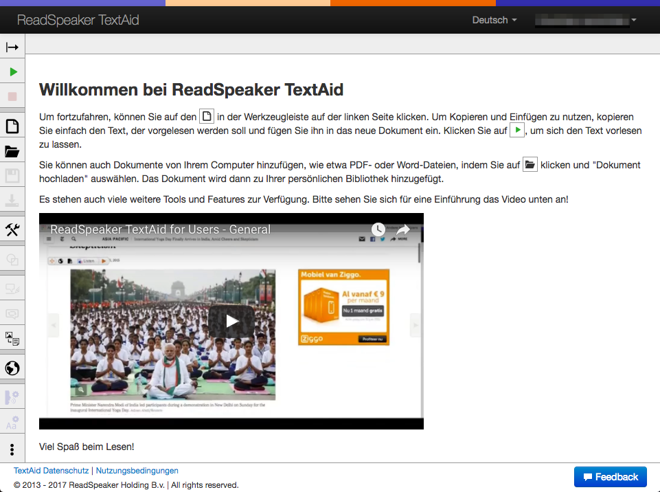 Foto von ReadSpeaker-Schnittstelle