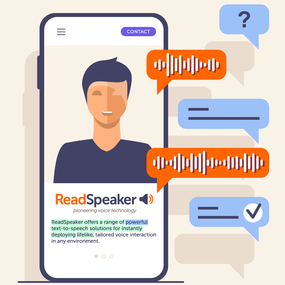 Imagen de un chatbot hablando con voz de texto