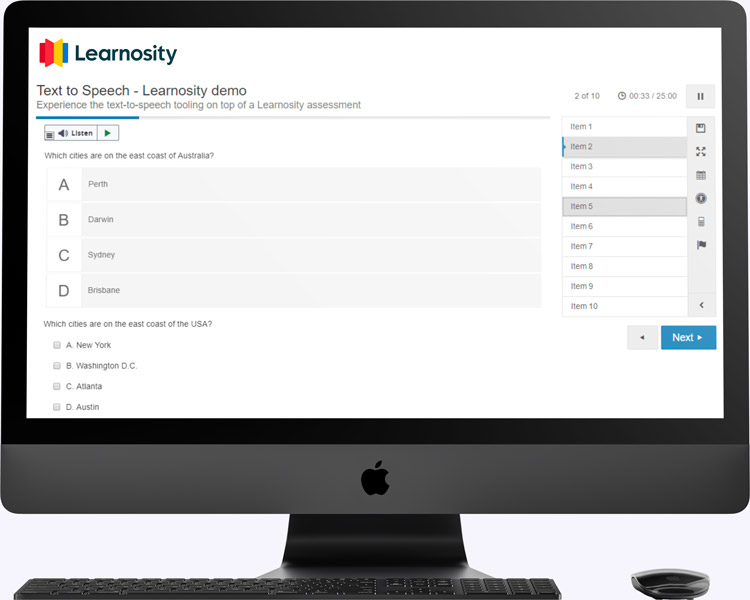Learnosity Website in black iMac